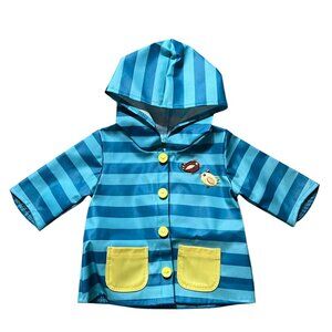 American Girl Bitty Baby Twins Doll Blue Striped Hooded Raincoat
